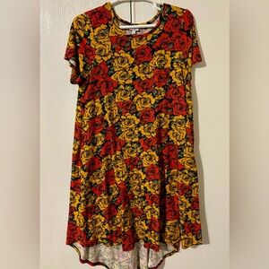 LuLaRoe Red and Yellow A-Line Dress with Knee-Length